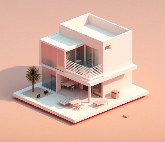 renderizado en 3d de una casa isometrica 2